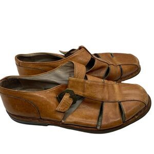 Fisherman Sandals Galizio Torresi Mens Brown Leather Casual Size M 8 W 10